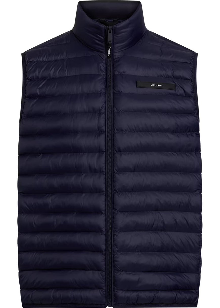 CALVIN KLEIN Calvin Kleın Erkek Dik Yaka Düz Kesim Fermuar Kapamalı Lacivert Yelek K10K113470-CHW