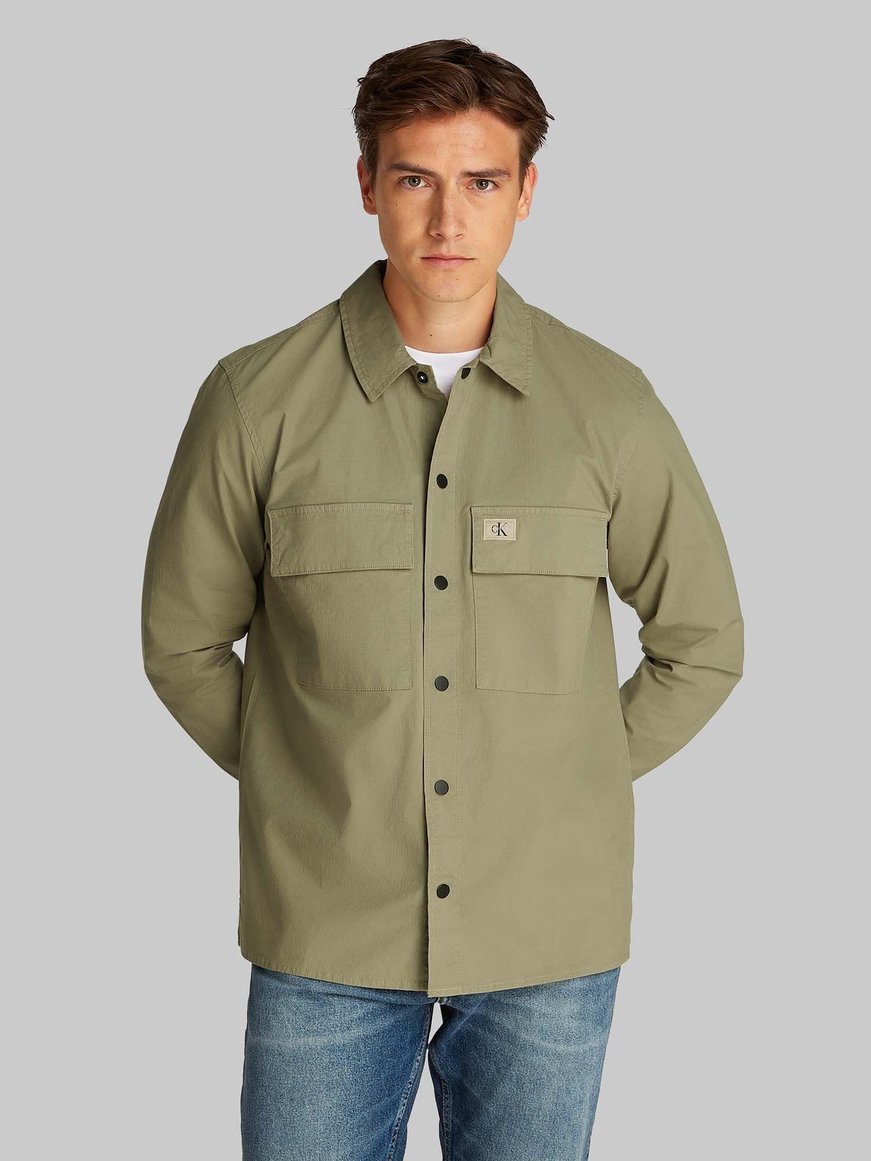 CALVIN KLEIN Calvin Kleın Erkek Gömlek Yaka Cep Detaylı Regular Fit Yeşil Gömlek J30J327584-PK8