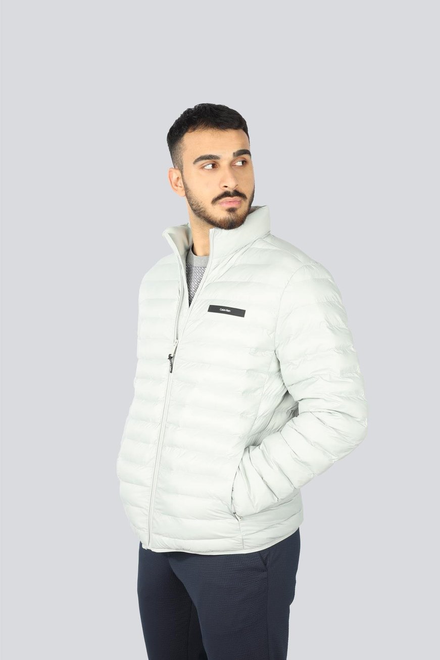 CALVIN KLEIN Calvin Kleın Erkek Kapitone Kumaşlı Fermuar Kapamalı Gri Ceket K10K113474-PEB