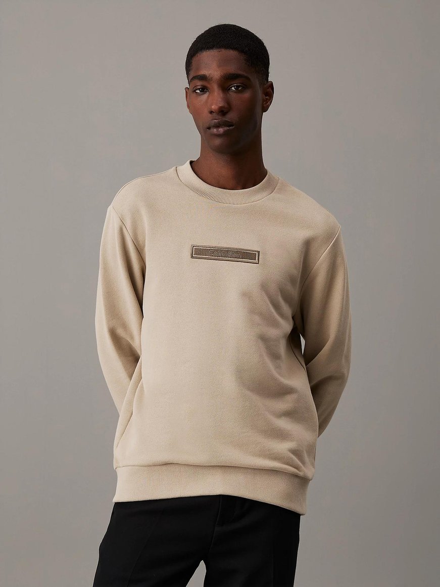 Calvin Klein Calvin Kleın Erkek Marka Logolu Uzun Kollu Rahat Gri Sweatshirt K10K113566-PKR