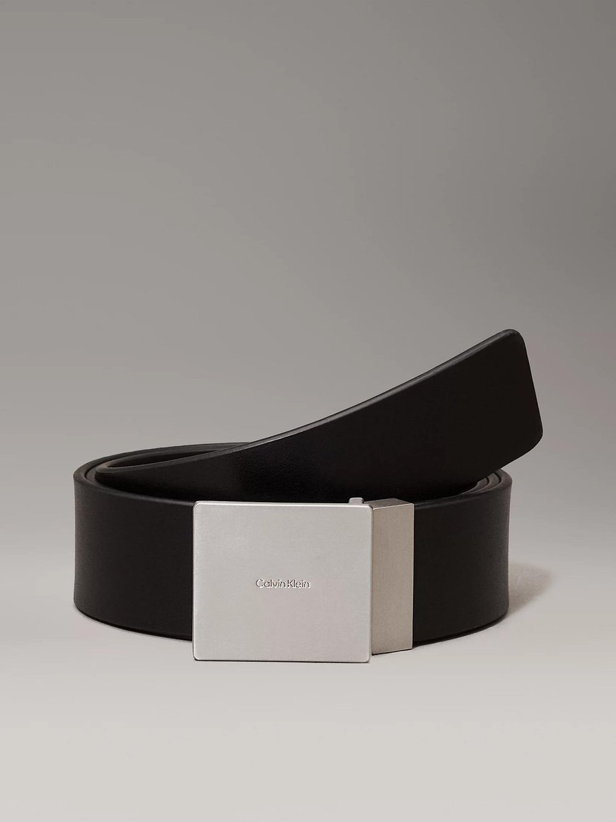 Calvin Klein Calvin Kleın Erkek Metal Plaka Tokalı Deri Siyah Kemer K50K512660-BEH