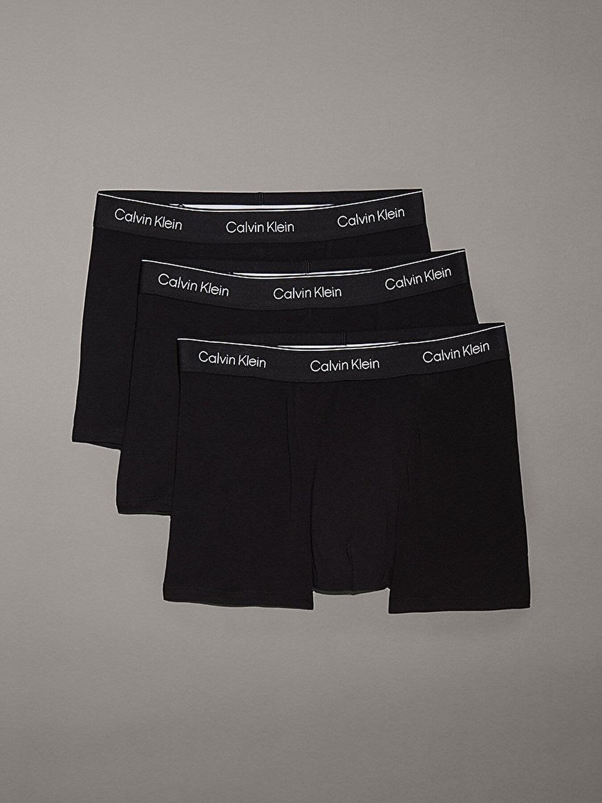 Calvin Klein Calvin Klein Erkek Pamuklu Normal Kalıp Logolu Elastik Bel Bantlı 3'lü Siyah Boxer LV00NB4286-TM6