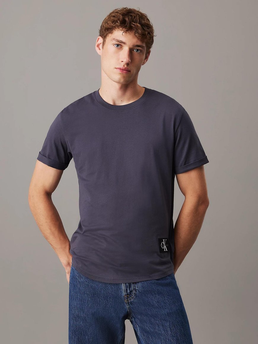 CALVIN KLEIN Calvin Kleın Erkek Pamuklu Kısa Kollu Yuvarlak Yaka Mavi T-Shirt J30J323482-CGE