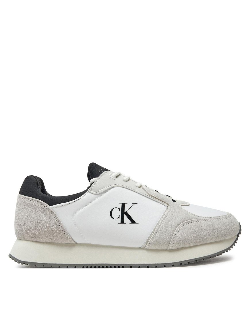 Calvin Klein Calvin Kleın Erkek Rahat Yüksek Taban Renk Geçişli Süet Detaylı Deri Beyaz Sneaker YM0YM01152-0LF