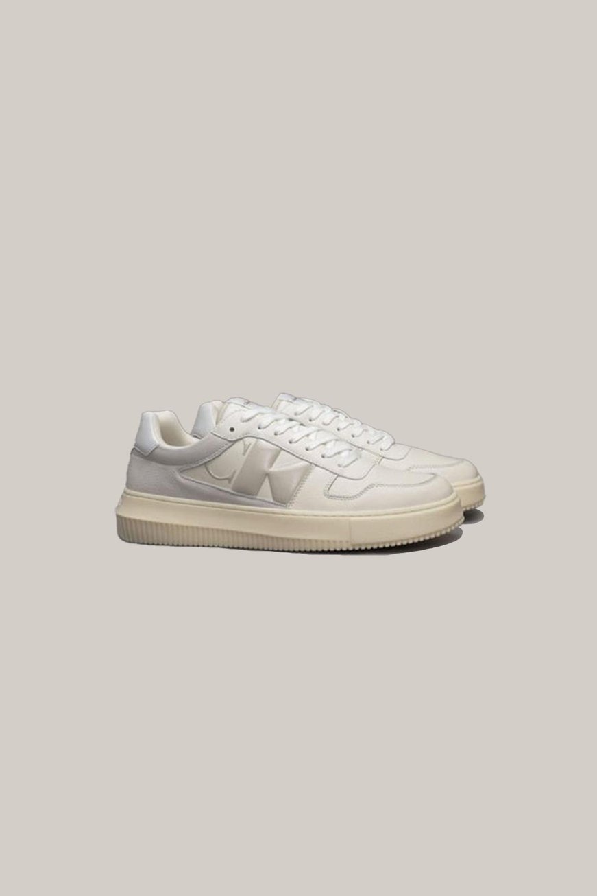 CALVIN KLEIN Calvin Kleın Erkek Rahat Düz Taban Düşük Bilekli Deri Beyaz Sneaker YM0YM01161-0LH