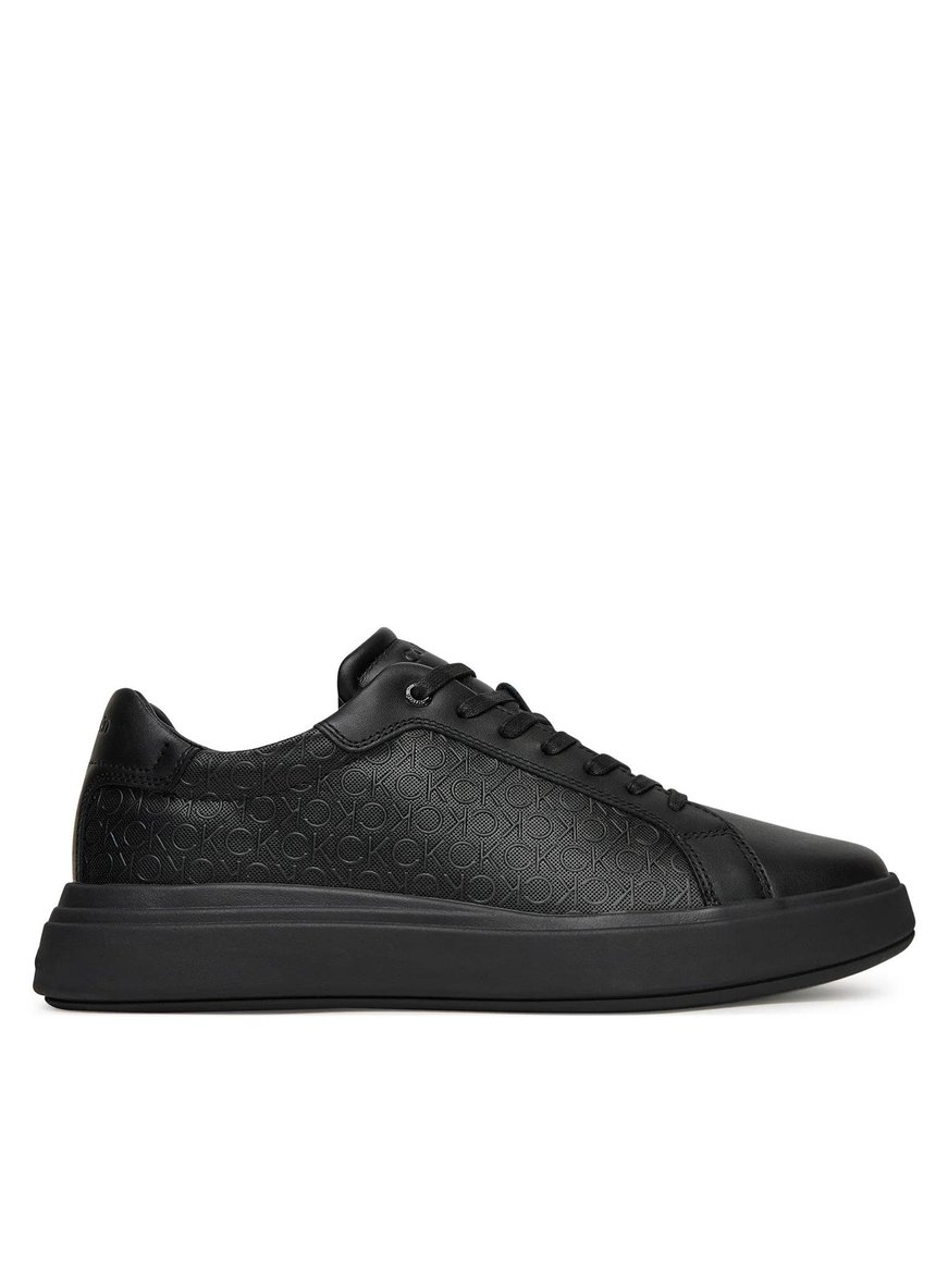 Calvin Klein Calvin Klein Erkek Topuk Destekli Rahat Taban Logo Desenli Düşük Bilekli Deri Siyah Sneaker HM0HM01970-0GJ