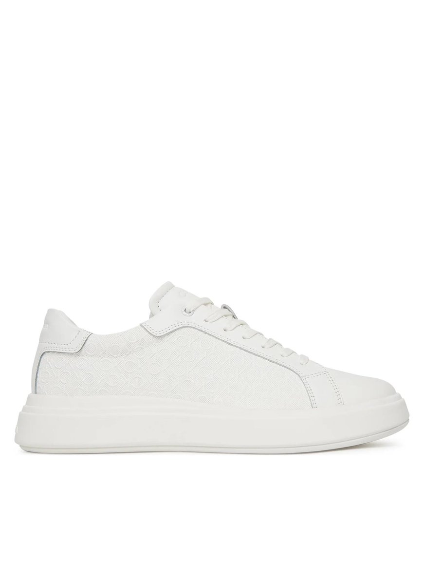 Calvin Klein Calvin Klein Erkek Topuk Destekli Rahat Taban Logo Desenli Düşük Bilekli Deri Beyaz Sneaker HM0HM01970-0K4