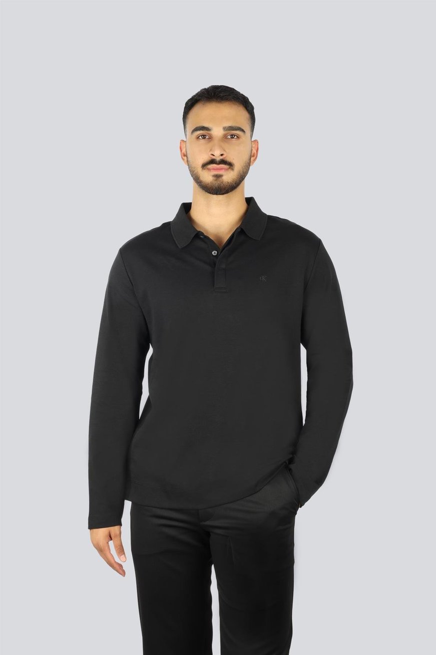 Calvin Klein Calvin Klein Erkek Uzun Kol Regular Fit Düğme Kapama Siyah Polo Yaka T-Shirt LV04LD233G-UB1