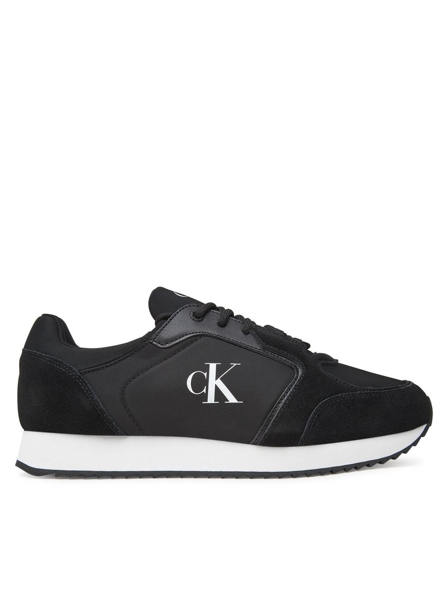 Calvin Klein Calvin Klein Erkek Yuvarlak Burun Lamine Deri Bağlamalı Orta Kalın Topuk Siyah Sneaker YM0YM01326-0GM