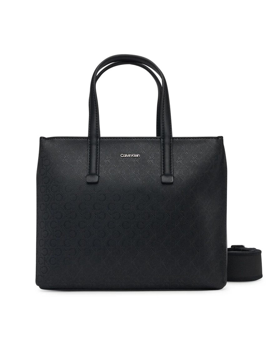 Calvin Klein Calvin Klein Kadın Çıkarılabilir Omuz Askılı Fermuarlı CK Monogram Dokulu Siyah Omuz Çantası K60K613023-BEH