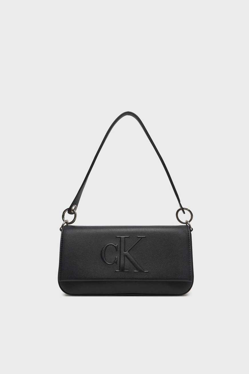 Calvin Klein Calvin Klein Kadın CK Kabartma Yazı Deri Geniş Siyah Omuz Çantası LV04K3148G-UB1