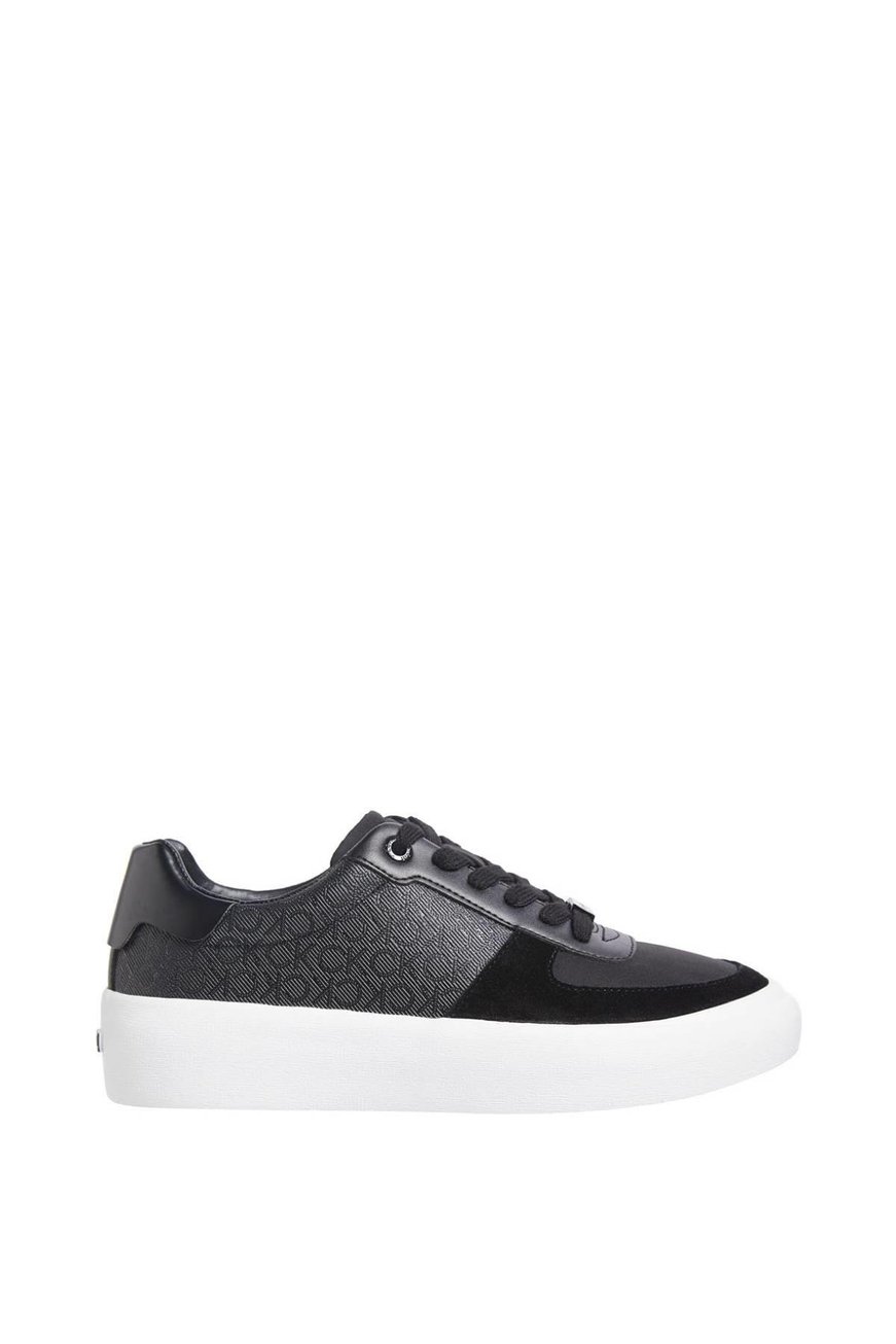 Calvin Klein Calvin Klein Kadın CK Monogram Logolu Dolgu Topuklu Rahat Taban Deri Siyah Sneaker HW0HW02293-0GR