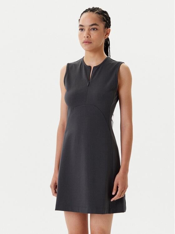 Calvin Klein Calvin Klein Kadın Dar Kalıp Fermuarlı Yuvarlak Yaka Kısa Kollu Mini Gri Elbise LV044C214G-8MN