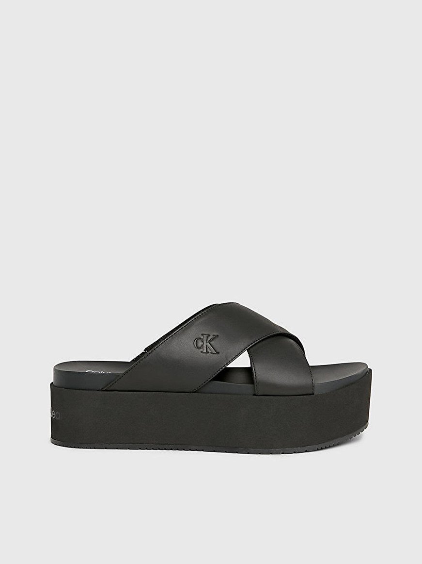 Calvin Klein Calvin Klein Kadın Dolgu Kalın Topuk Çapraz Ön Rahat Siyah Sandalet YW0YW01349-0GT