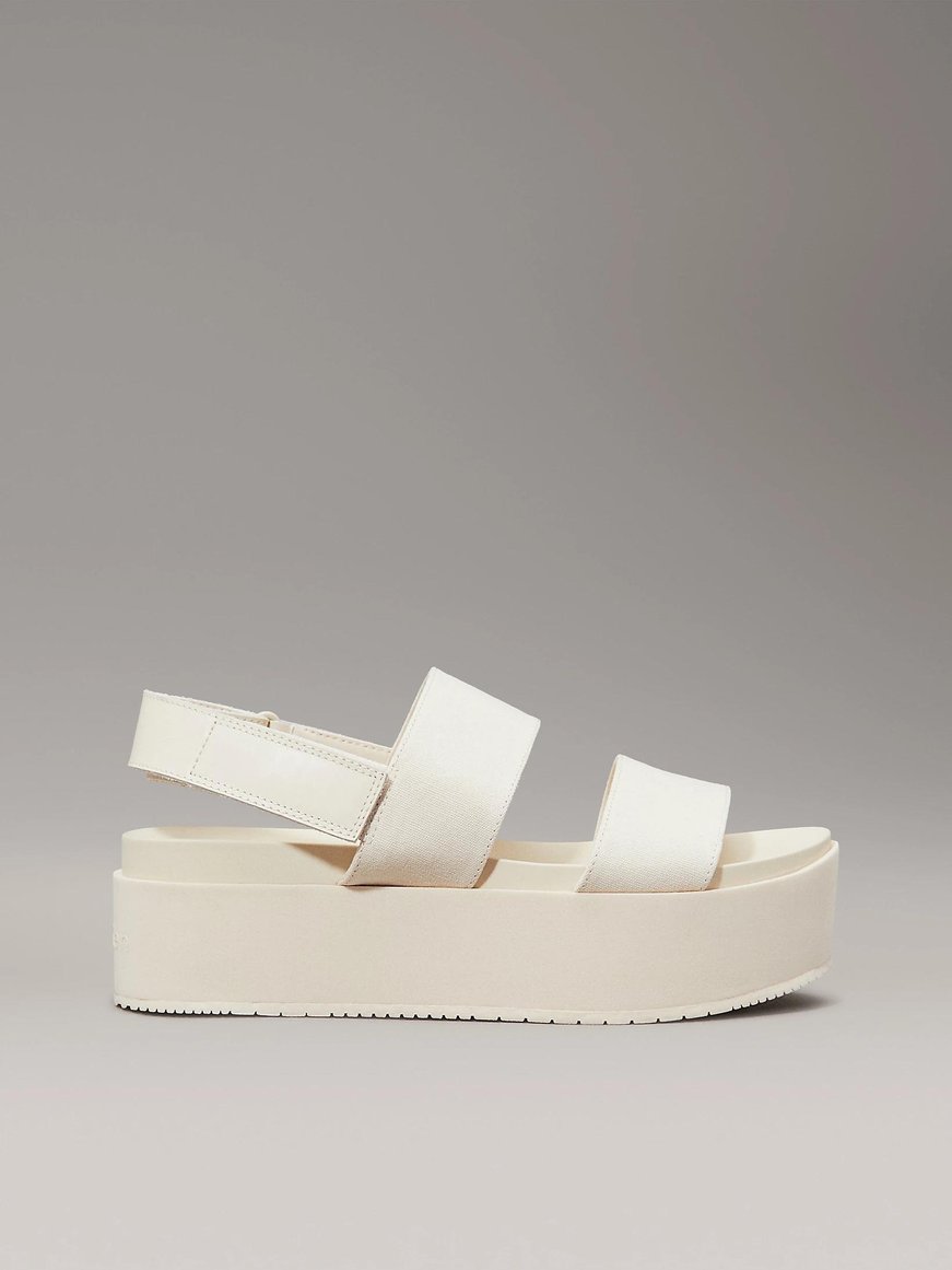Calvin Klein Calvin Klein Kadın Dolgu Yüksek Topuklu Çift Bantlı Rahat Bej Sandalet YW0YW01788-AEO