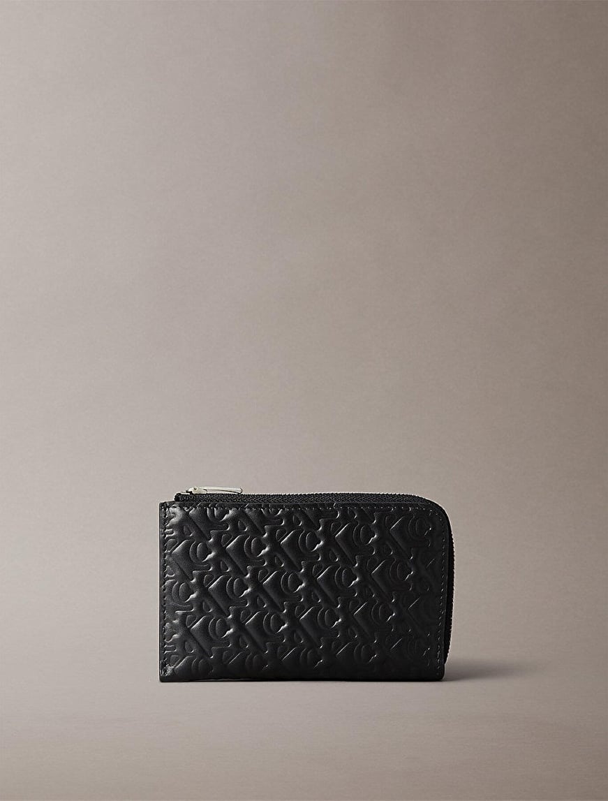 Calvin Klein Calvin Klein Kadın Fermuarlı CK Monogram Kabartma Logolu Siyah Cüzdan LV04F1069G-UB1