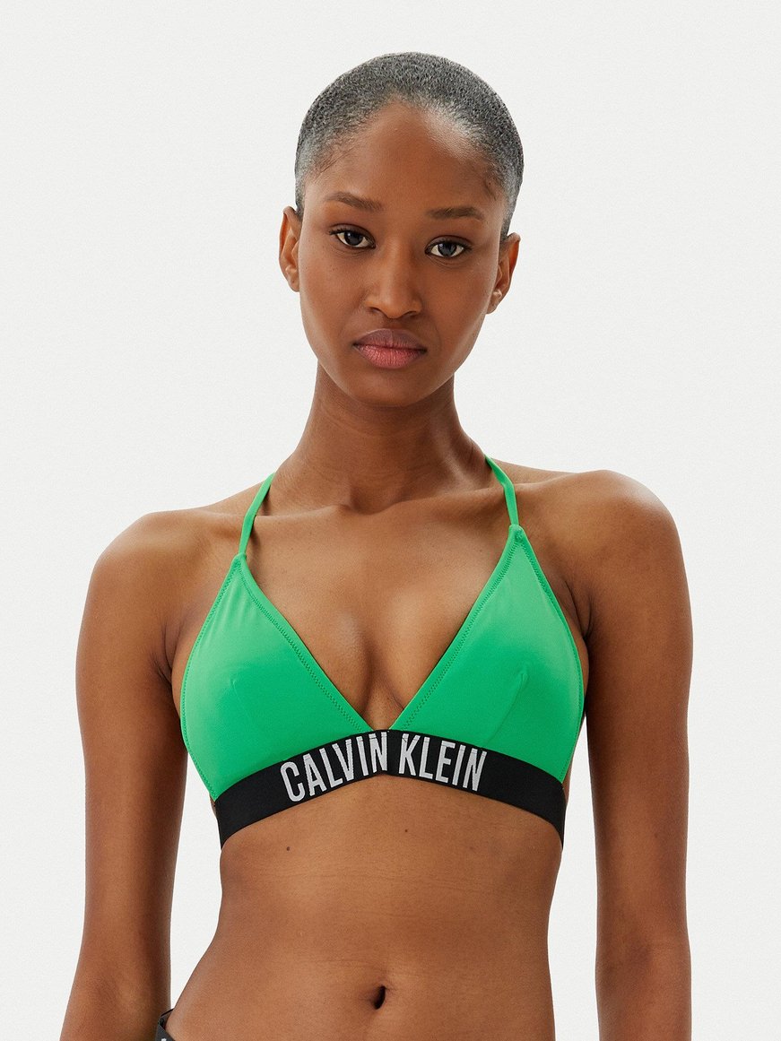 Calvin Klein Calvin Klein Kadın Hızlı Kuruyan Rahat Kumaş Elastik CK Logo Bantlı Yeşil Bralet KW0KW02854-L1X