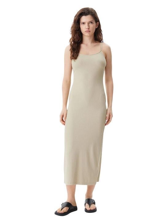 Calvin Klein Calvin Klein Kadın İnce İp Ayarlanabilir Askı Uzun Boy Dar Düz Model Bej Elbise J20J225288-PF0
