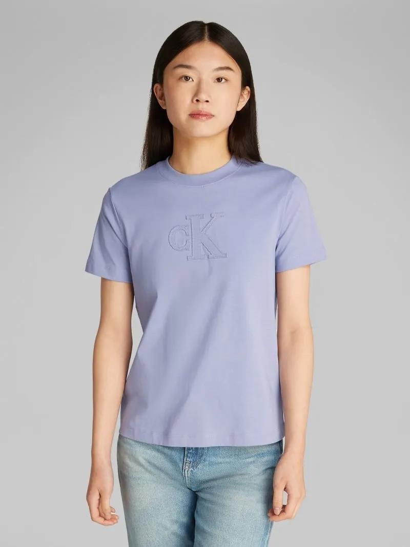 Calvin Klein Calvin Klein Kadın Kısa Kol Bisiklet Yaka CK Yazı Detay Reqular Fit Mor T-Shirt J20J225256-VFV