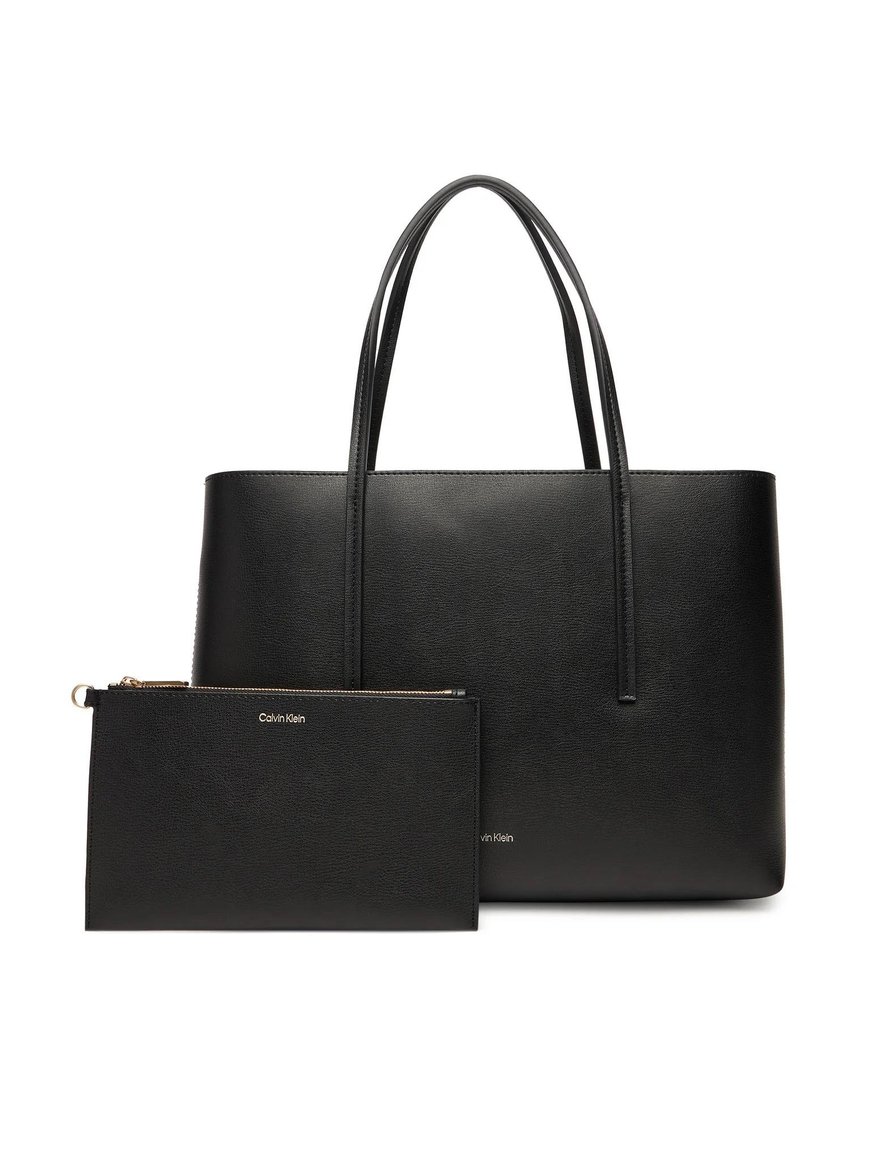 Calvin Klein Calvin Klein Kadın Kısa Kulp Deri Geniş Kalıp Ekstra Cüzdan Siyah Omuz Çantası LV04F3275G-332
