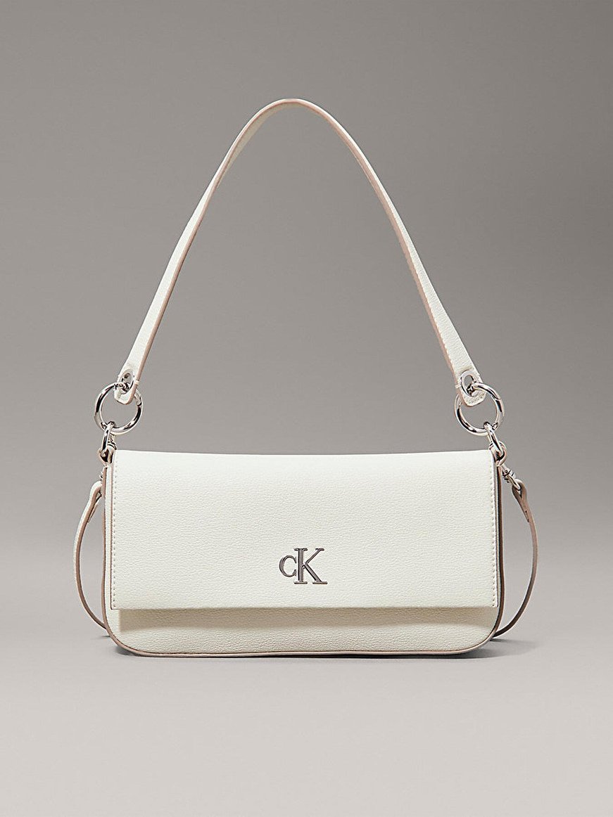 Calvin Klein Calvin Klein Kadın Manyetik Kapamalı Çıkarılabilir Omuz Askılı Metalik CK Logolu Beyaz Omuz Çantası LV04K3161G-CJH