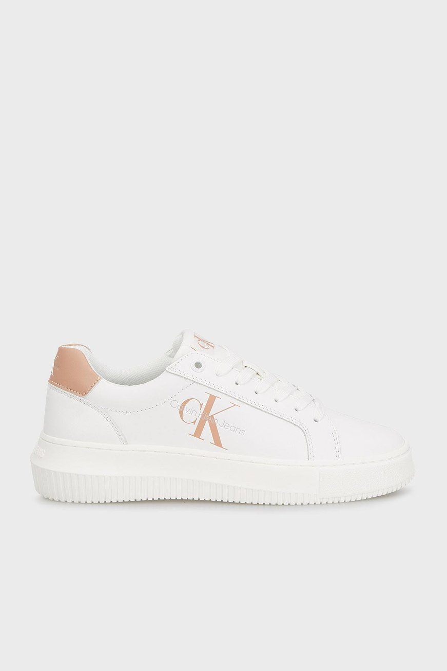 CALVIN KLEIN Calvin Kleın Kadın Marka Logolu Bağcıklı Kaydırmaz Tabanlı Günlük Beyaz Sneaker YW0YW00823-0K6