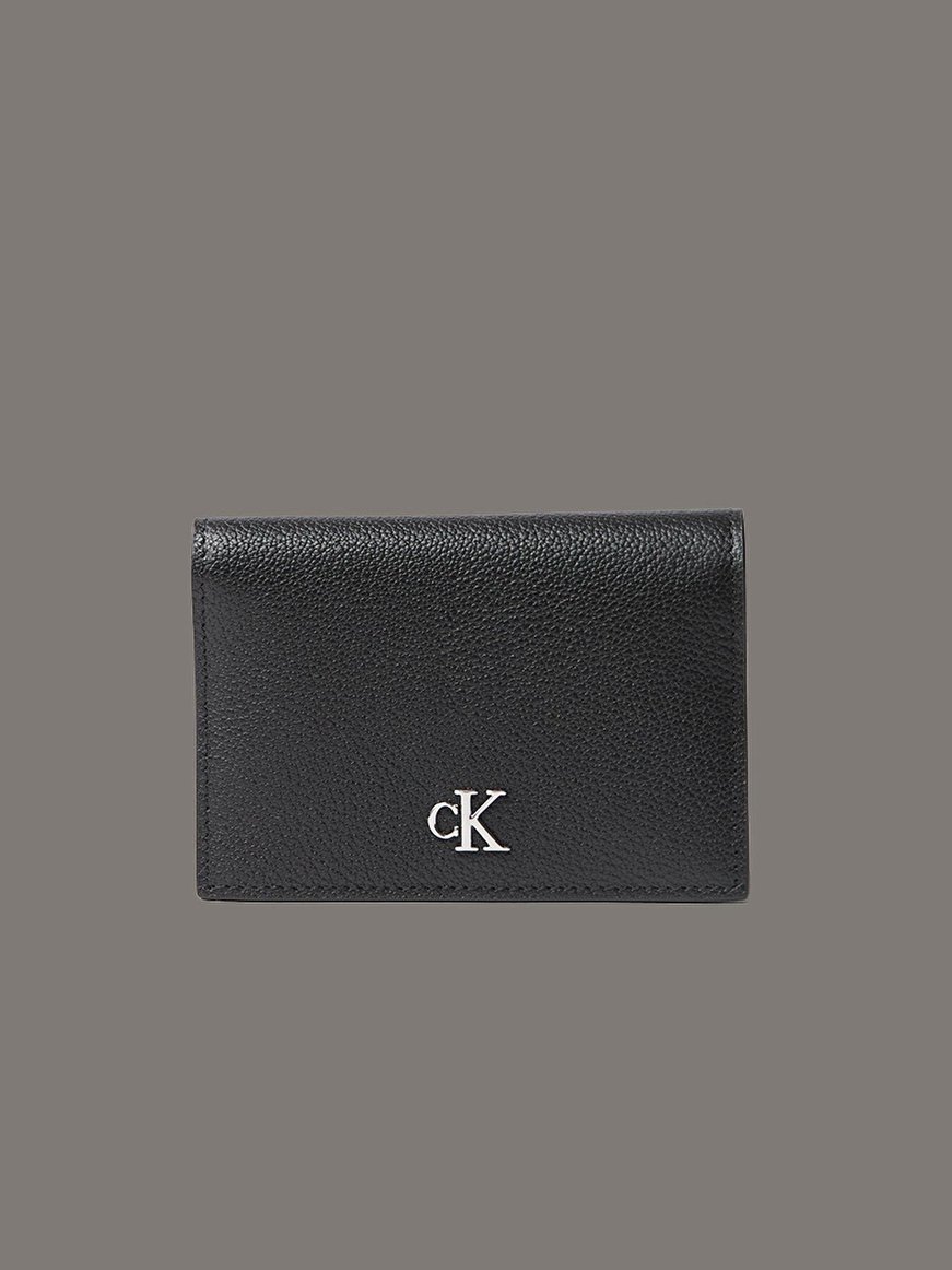 Calvin Klein Calvin Klein Kadın Metalik CK Logolu Çıtçıt Kapamalı RFID Korumalı Deri Siyah Cüzdan LV04F1063G-UB1