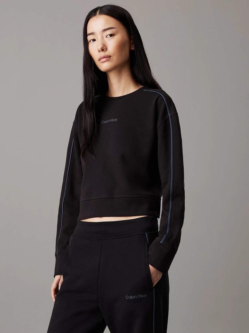 Calvin Klein Calvin Kleın Kadın Pamuklu Bisiklet Yaka Regular Fit Uzun Kollu Siyah Sweatshirt 000QS7264E-UB1