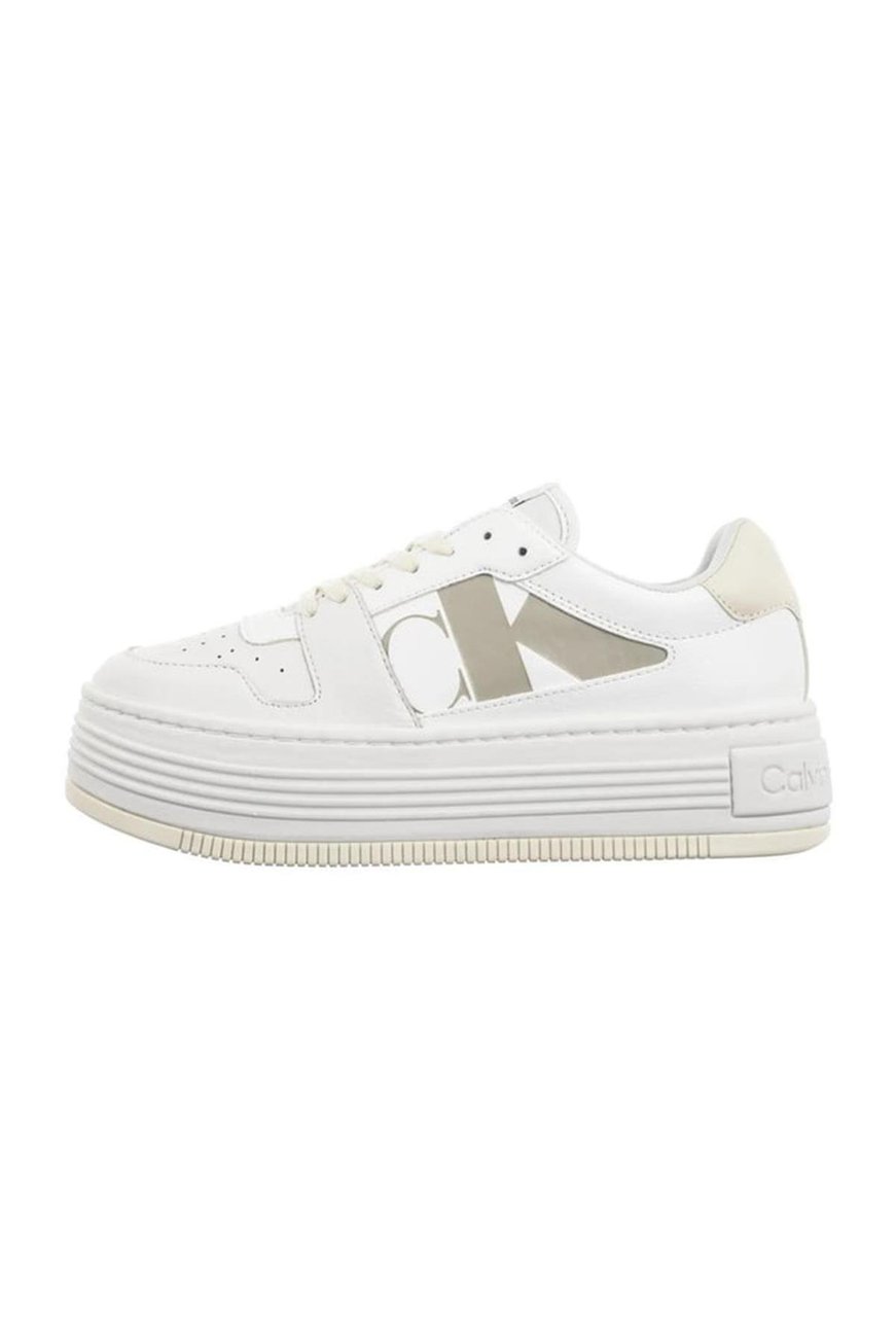 CALVIN KLEIN Calvin Kleın Kadın Platform Taban Nefes Alabilir Deri Beyaz Sneaker YW0YW01641-0LD