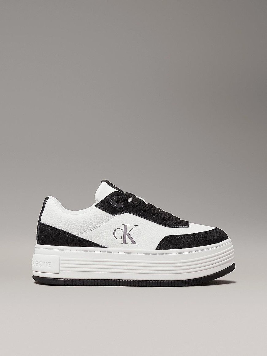 Calvin Klein Calvin Kleın Kadın Platform Taban Süet Detaylı Deri Beyaz Sneaker YW0YW01797-01W