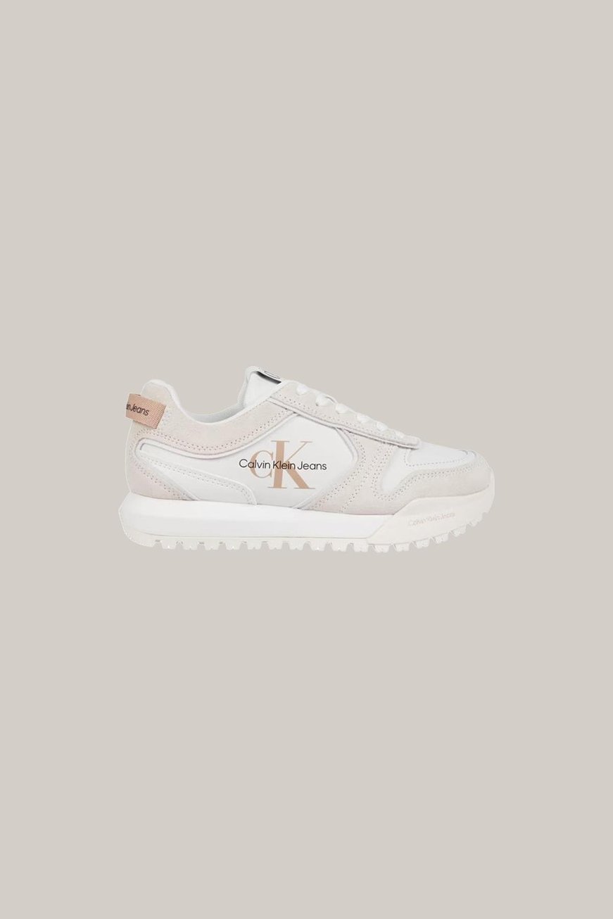 CALVIN KLEIN Calvin Kleın Kadın Rahat Yüksek Taban Süet Detaylı Deri Beyaz Sneaker YW0YW00934-03A