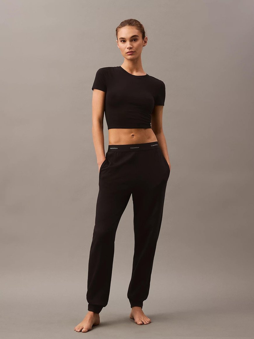 Calvin Klein Calvin Kleın Kadın Rahat Kesim Pamuklu Beli ve Paçası Lastikli Siyah Eşofman Altı 000QS7271E-UB1