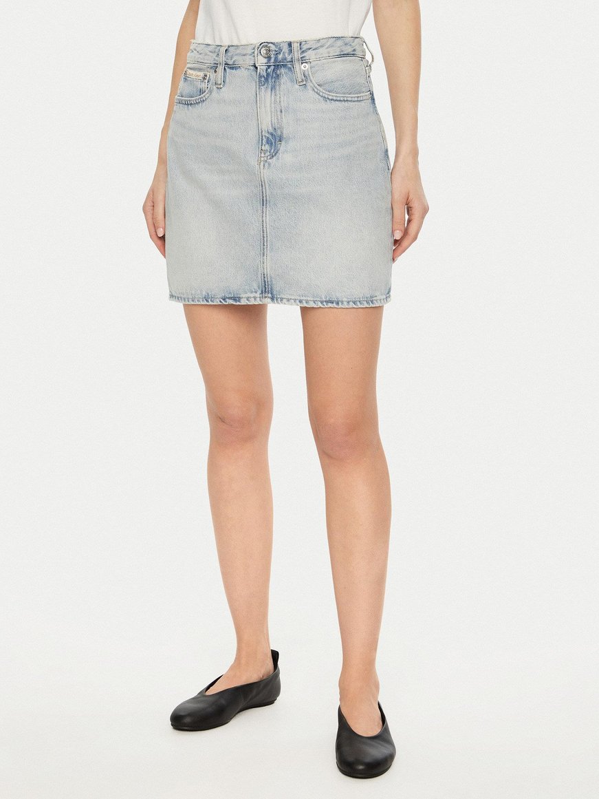 Calvin Klein Calvin Kleın Kadın Regular Fit Eskitme Detaylı Denim Mini Mavi Etek J20J224534-1AA