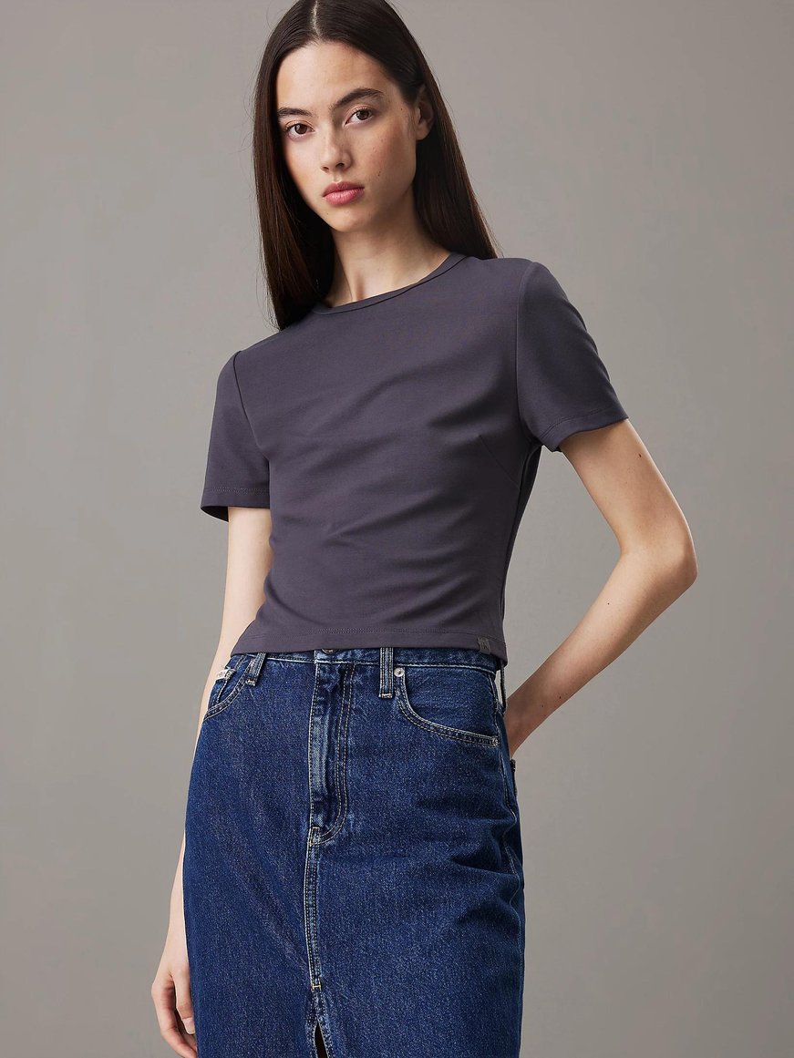Calvin Klein Calvin Klein Kadın Slim Fit Kısa Kollu Pamuklu Mavi Atlet J20J224769-CGE