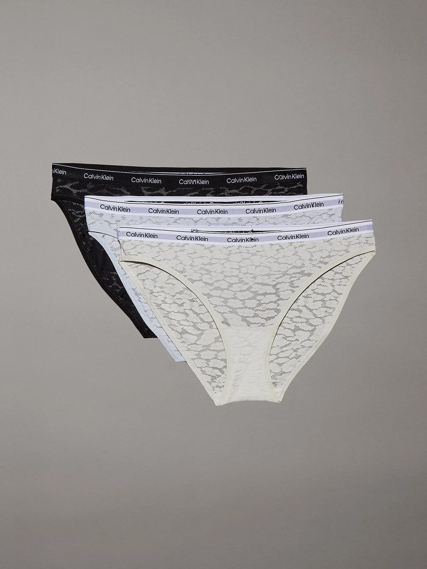 Calvin Klein Calvin Klein Kadın Yarı Şeffaf Leopar Desenli Dantel Beyaz-Siyah Külot 000QD5069E-W5Q