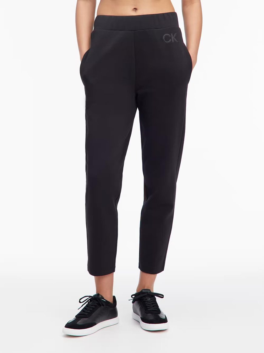 Calvin Klein Calvin Kleın Kadın Yüksek Bel Pamuklu Slim Fit Dar Paça Siyah Eşofman Altı K20K207945-BEH