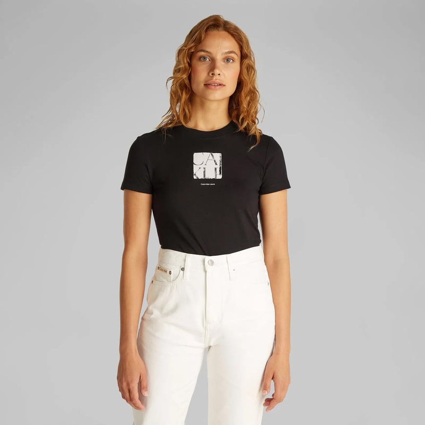 Calvin Klein Calvin Klein Kadın Yuvarlak Yaka Slim Fit Marka Logolu Kısa Kollu Siyah T-Shirt J20J225260-BEH