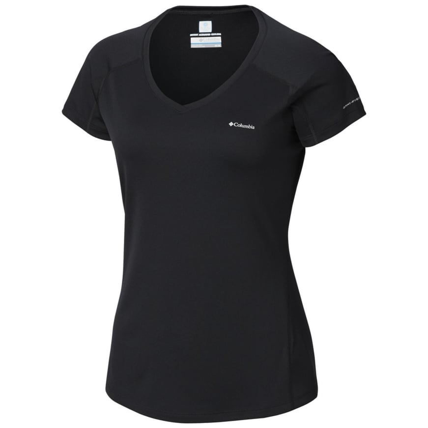 Columbia Columbia Kadın Slim Fit V Yaka Marka Logolu Günlük Siyah T-Shirt 1533571-010
