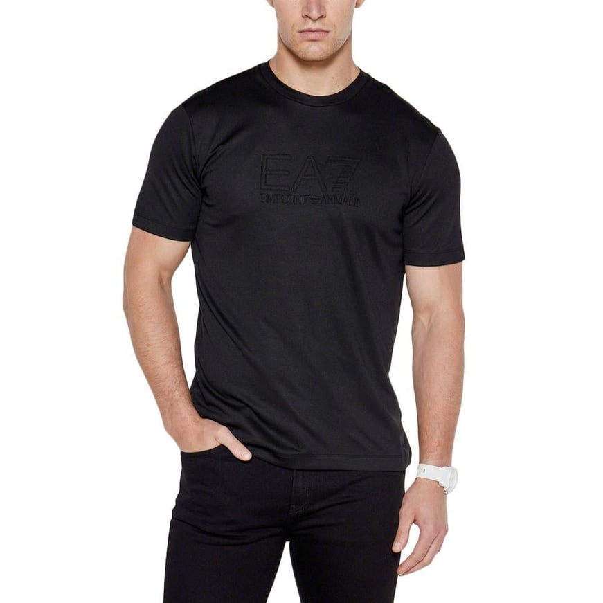 Ea7 Ea7 Erkek Marka Logo Detaylı Baskılı Regular Fit Kısa Kollu Siyah T-Shirt 6DPT71 PJUJZ-1200
