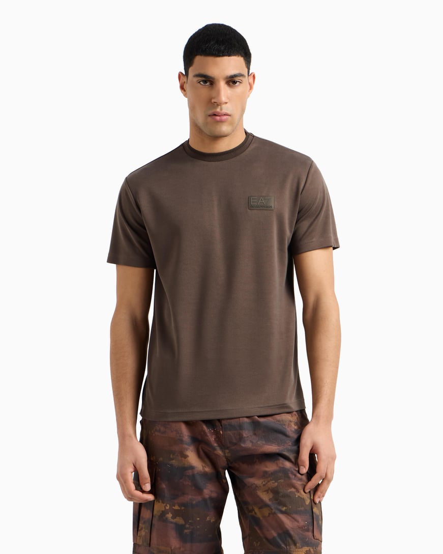 Ea7 Ea7 Erkek Normal Kesim Yuvarlak Yaka Düz Model Kahverengi T-Shirt 7M000089 AF13862-U6139