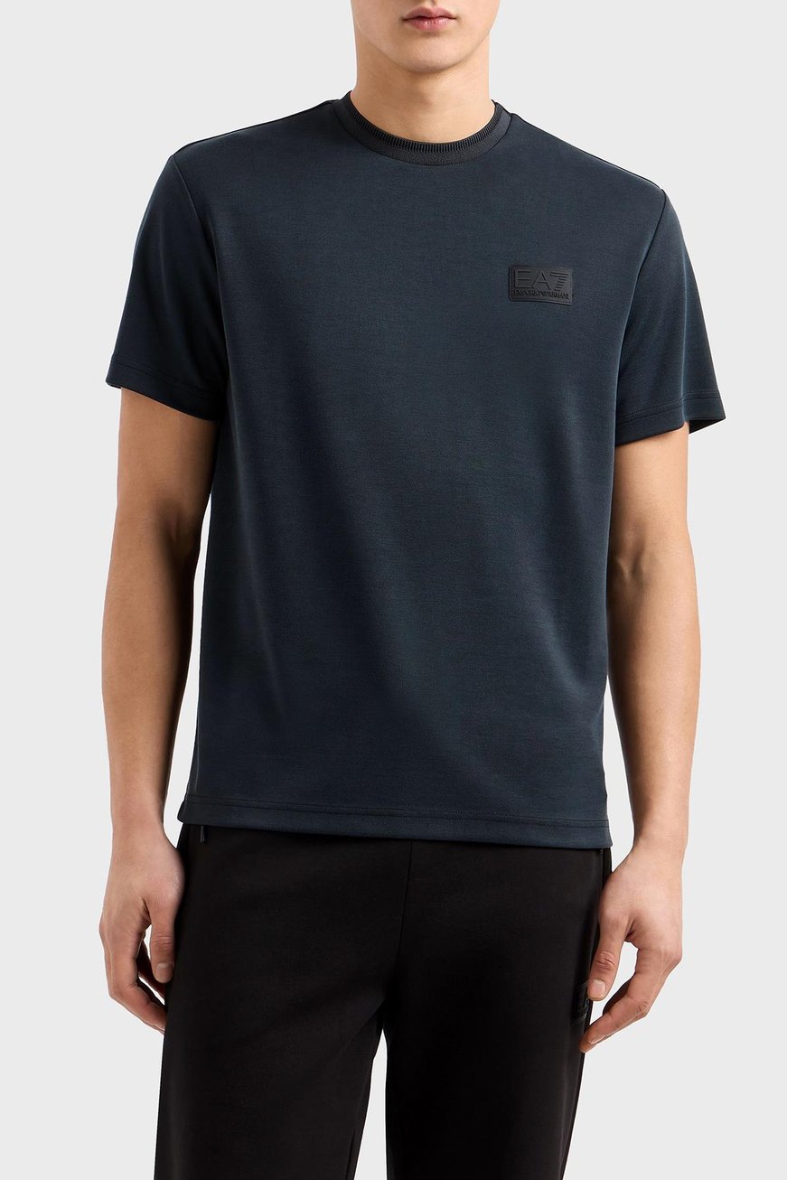 Ea7 Ea7 Erkek Normal Kesim Yuvarlak Yaka Düz Model Siyah T-Shirt 7M000089 AF13862-UC001