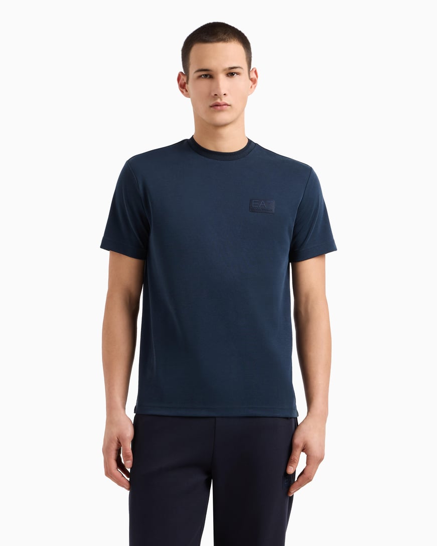 Ea7 Ea7 Erkek Normal Kesim Yuvarlak Yaka Düz Model Mavi T-Shirt 7M000089 AF13862-UB102