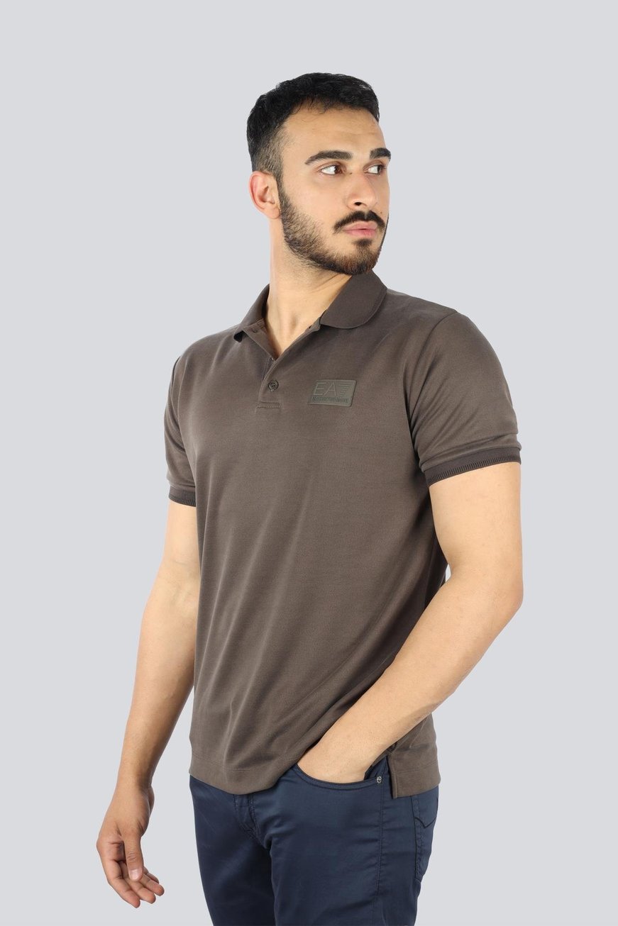 Ea7 Ea7 Erkek Polo Yaka Kol Uçları Farklı Renkli Pamuklu Kısa Kollu Bej T-Shirt 7M000090 AF13862-U6139