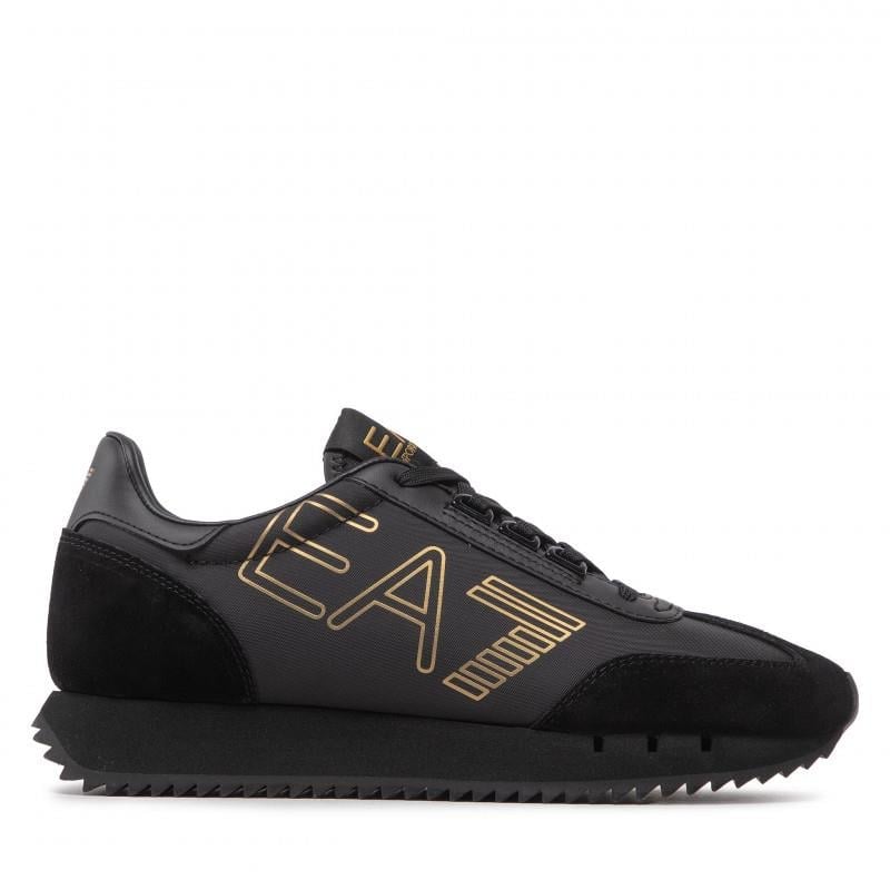 Ea7 Ea7 UNISEX Marka Logolu Rahat Taban Bağıcıklı Siyah-Altın Sneaker X8X101 XK257-M701