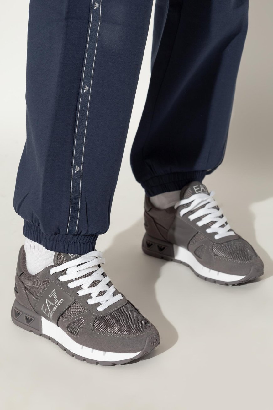 Ea7 Ea7 UNISEX Yuvarlak Burunlu Fileli Kumaş Logolu Gri Sneaker X8X151 XK354-T992