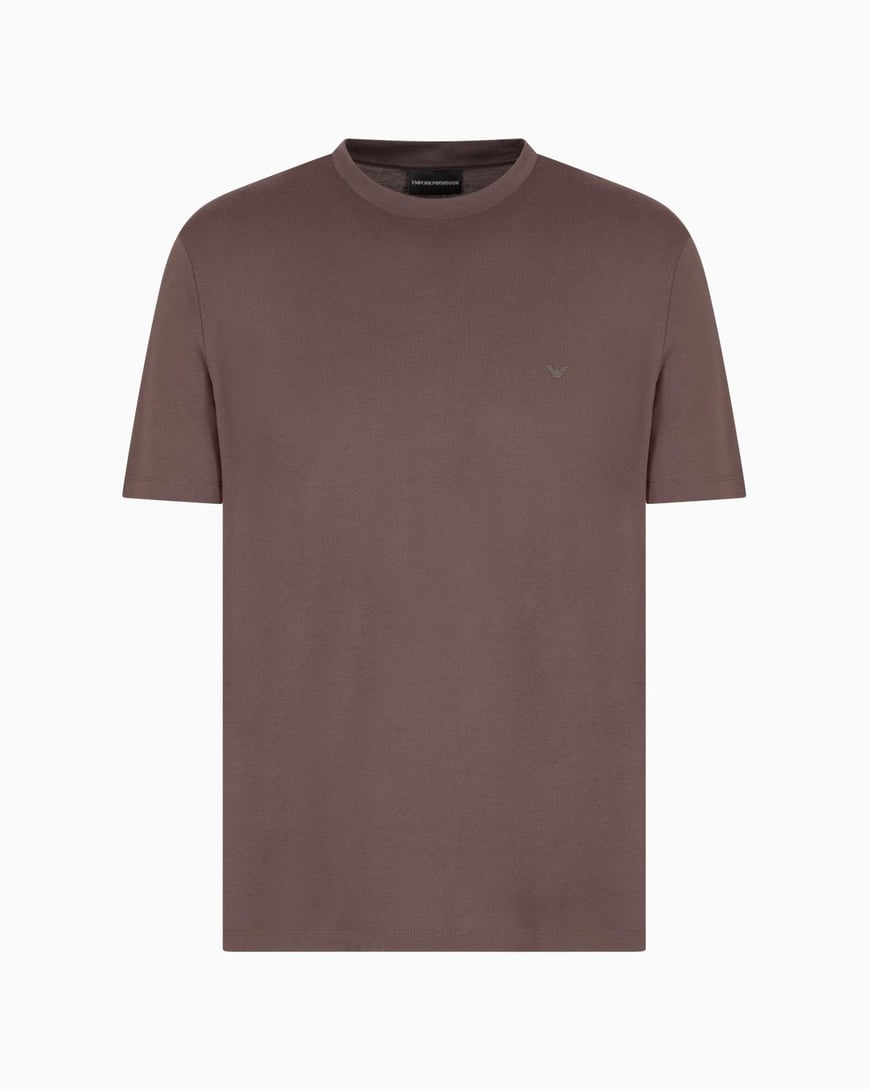 EMPORIO ARMANI Emporıo Armani Erkek %100 Pamuklu Regular Fit Yuvarlak Yakalı Kısa Kollu Kahverengi T-Shirt EM000983 AF13669-U6200