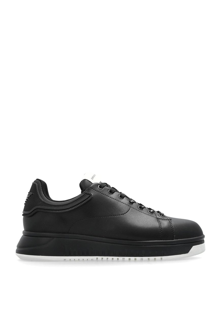 EMPORIO ARMANI Emporıo Armani Erkek Bağlamalı Orta Kalın Taban Deri Siyah2 Sneaker EM003663 AF18212-MC105