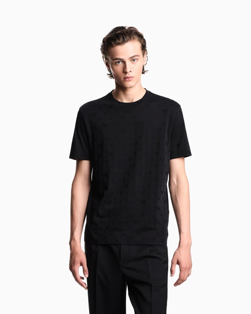 EMPORIO ARMANI Emporıo Armani Erkek Bisiklet Yaka Kısa Kol Pamuklu Düz Model Siyah T-Shirt EM002968 AF10762-FC245