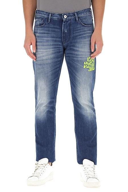 Emporio Armani Emporıo Armani Erkek Düğmeli Cepli Geniş Kesim Mavi Jeans 3H1J06 1DA1Z-942