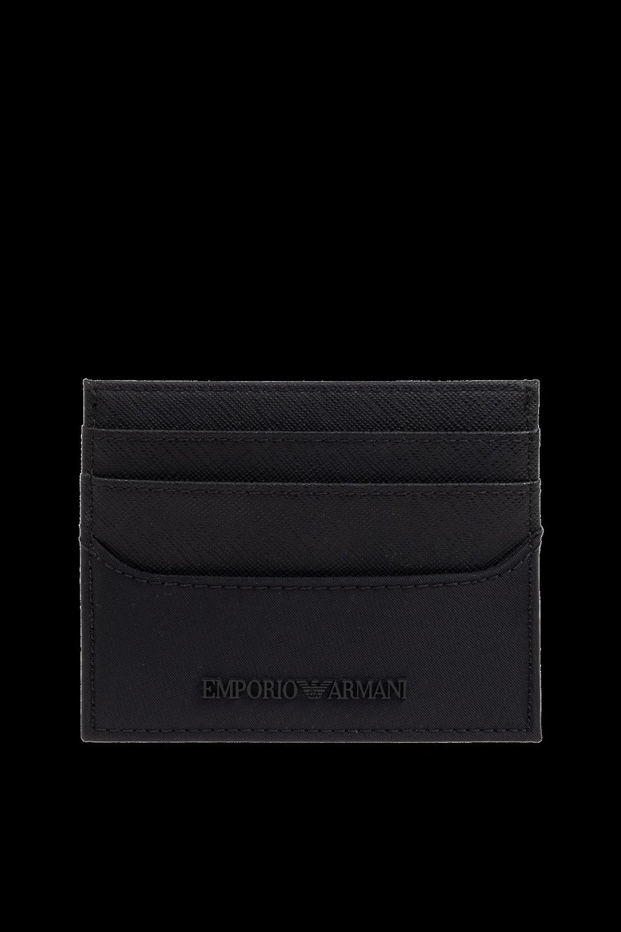 EMPORIO ARMANI Emporıo Armani Erkek Ekstra Bölmeli Logo Kabartmalı Siyah Kartlık EM001790 AF13670-UC001